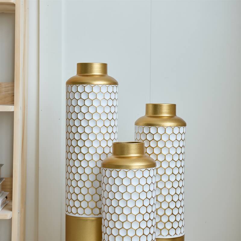 Droplet Shaped Home Decorated Floor Metal Vases (Set of 3)