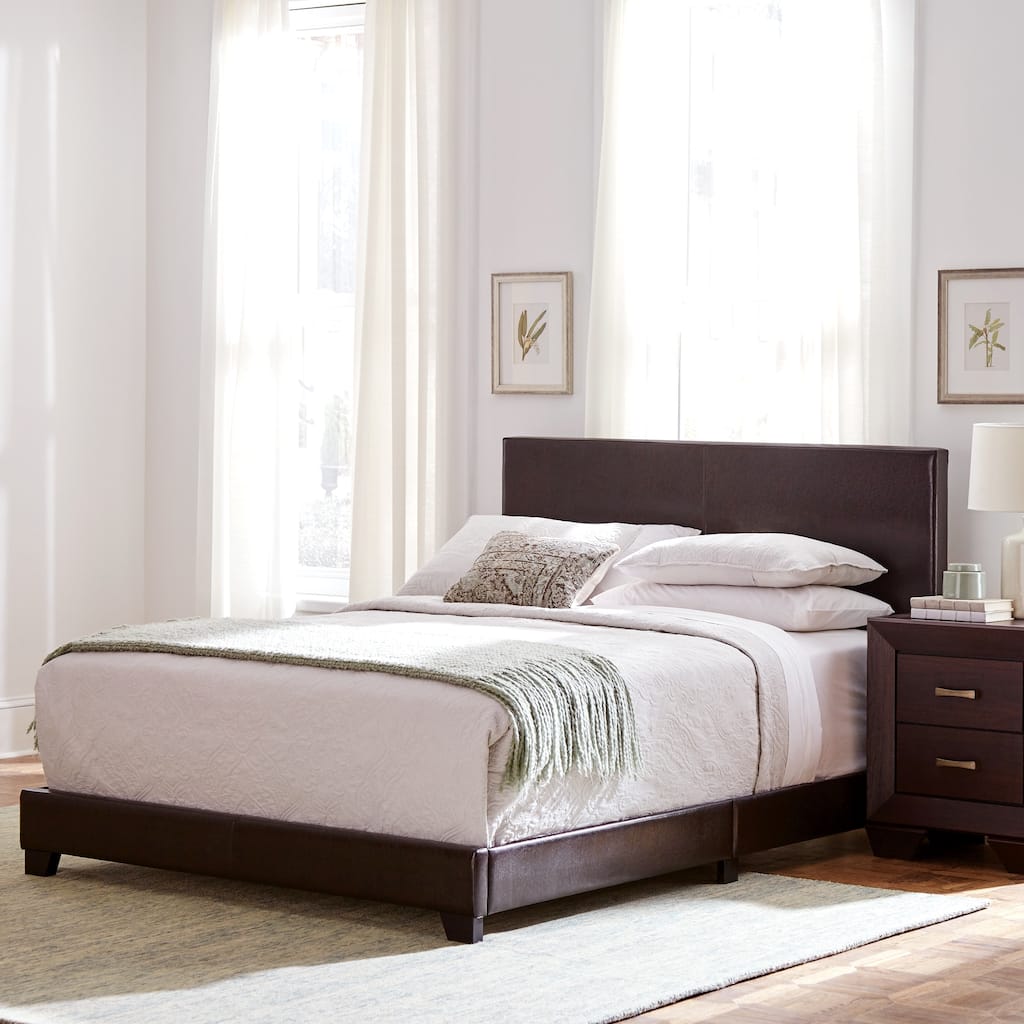 Modern Design Brown Leatherette Upholstered Bed