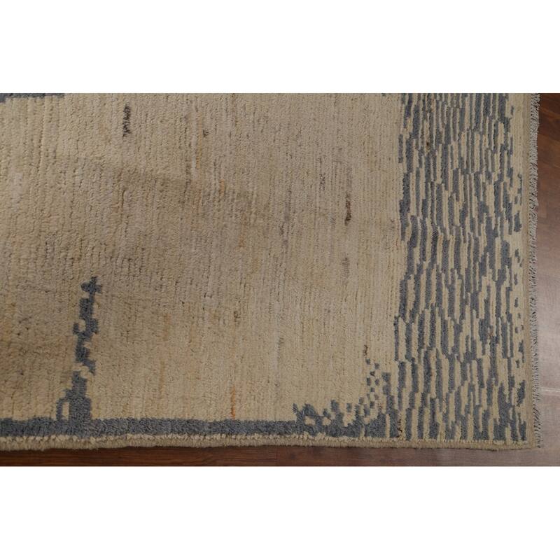 Hand Knotted Oriental 100% Wool Carpet Tribal Tribal Beige & Ivories Moroccan Area Rug - 9' 0'' X 6' 5''