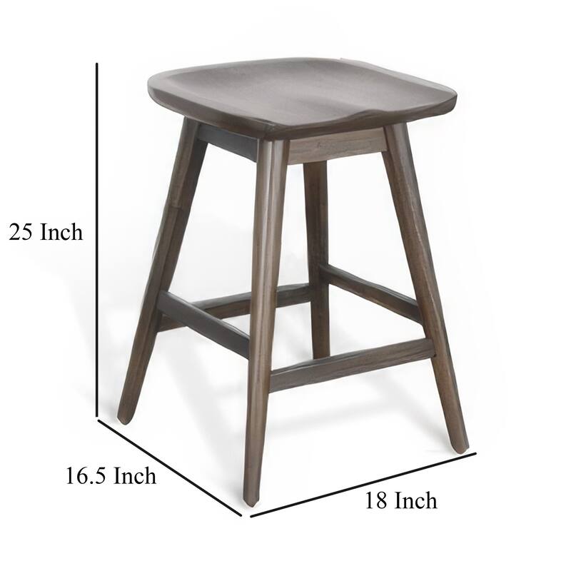 Ameri Counter Height Stool Set of 2, Saddle Seat, Dark Brown Mahogany