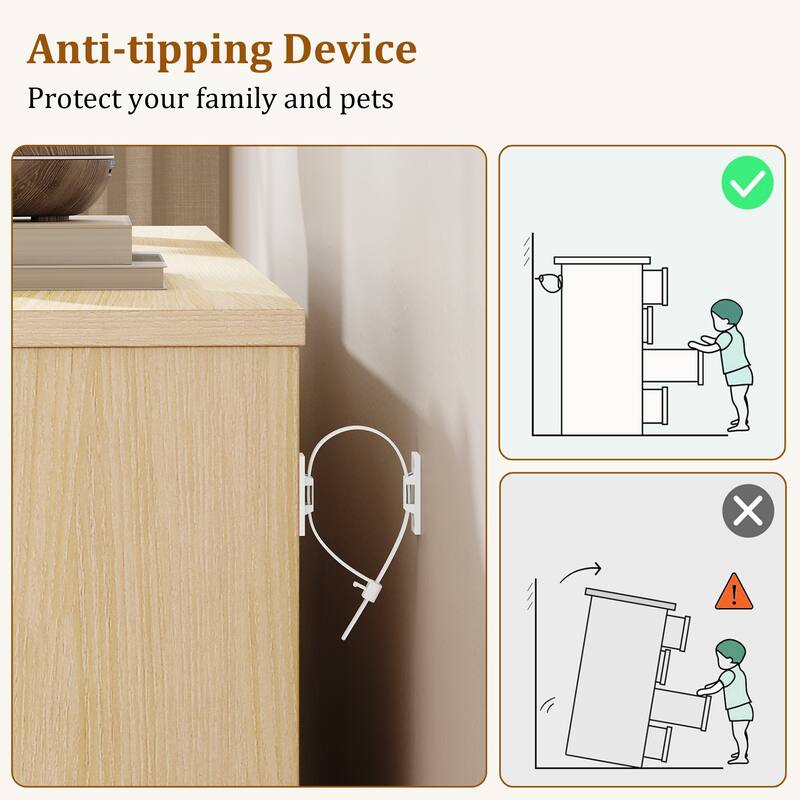 6 Drawer Dresser for Bedroom, 53" Wide Boho Fluted Dresser