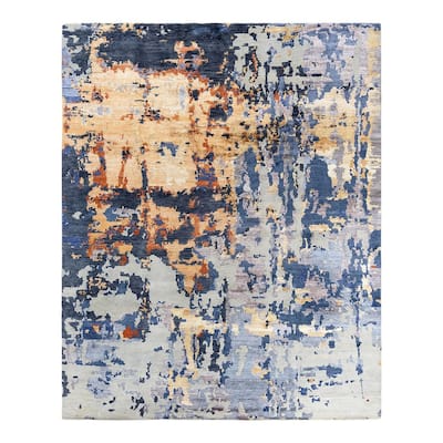 Modern One-of-a-Kind Hand-Knotted Area Rug, Purple - 8' 1" x 10' 1"