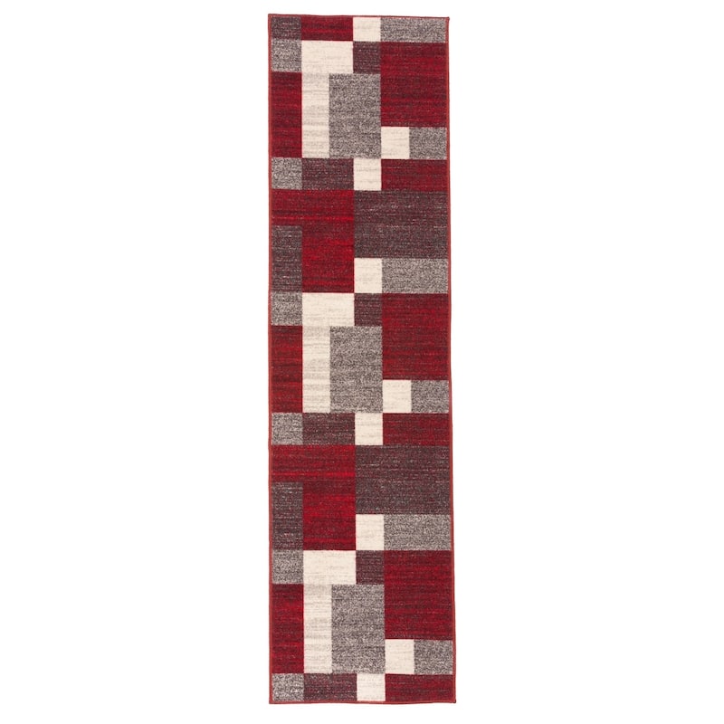 World Rug Gallery Modern Boxes Design Non-slip (Non-skid) Area Rug