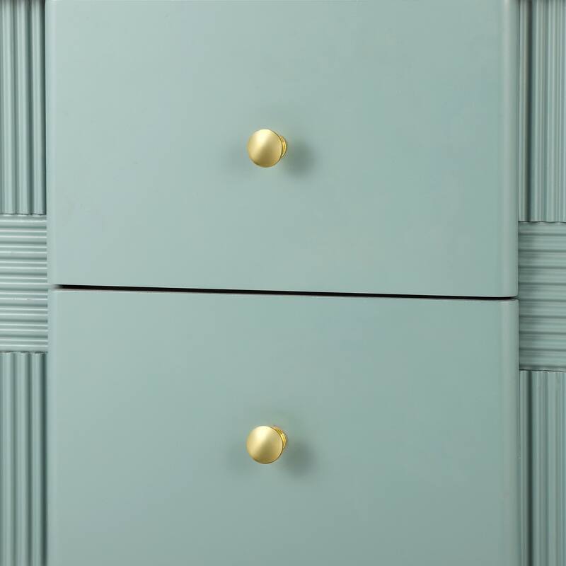 Green Fluted Bedside Table Nightstand with 2 Storage Drawer, End Table Storage Cabinet with Metal Handles and Legs