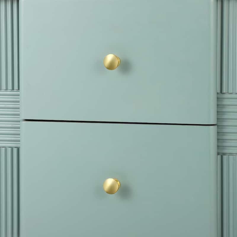 Modern Nightstand with 2 Storage Drawer, Fluted Bedside Table with Golden Metal Handles and Legs