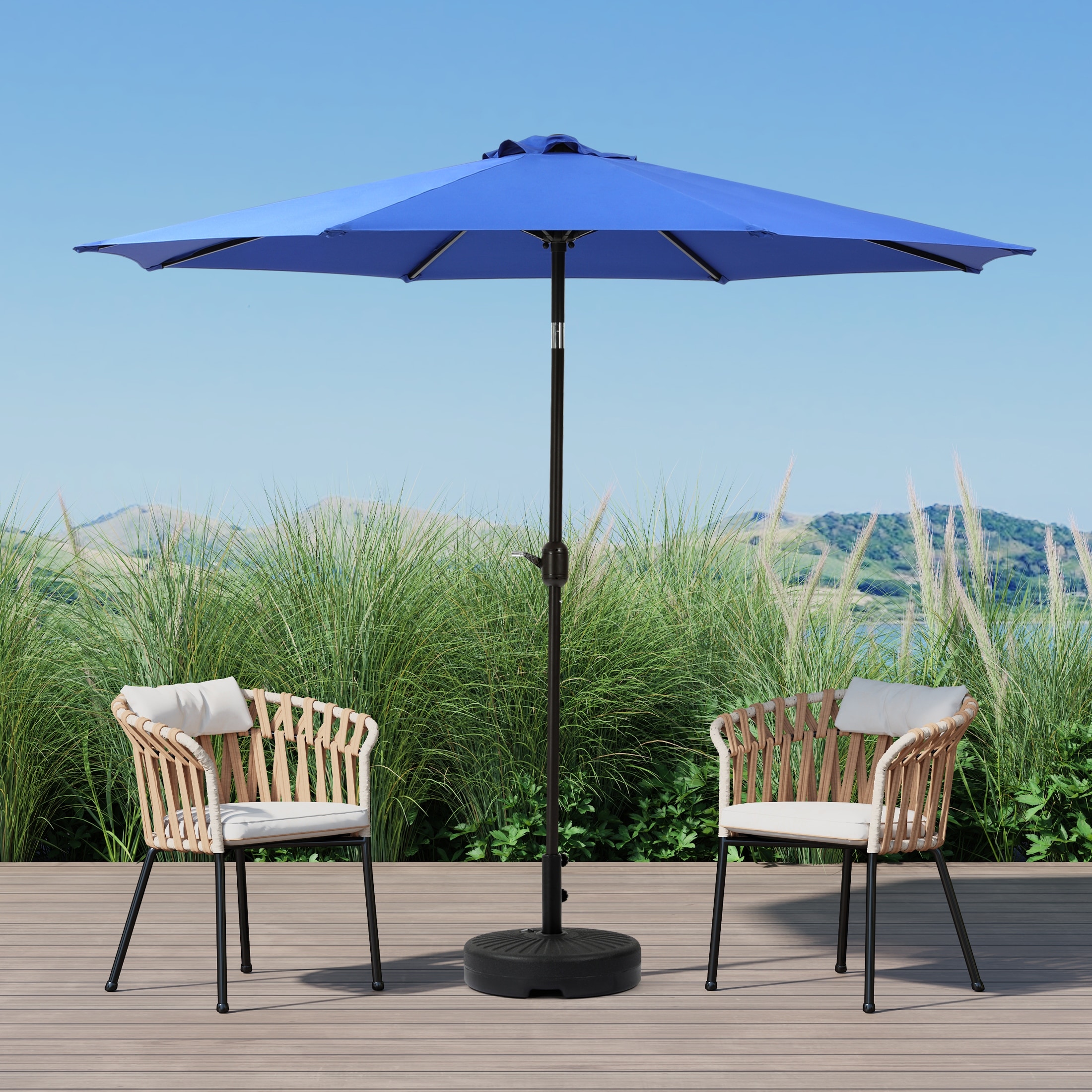 blue patio umbrella walmart Best Choice Products 10ft Outdoor Umbrella, Outdoor Table Umbrella, Yard Umbrella, Market with 6 Sturdy Ribs, Push Button, Tilt and Crank Its a large patio umbrella with outdoor Westin Outdoor 9 ft Patio