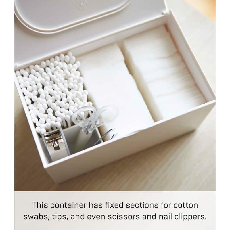 Yamazaki Home Skincare Organizer, ABS Plastic, Holds 2.2 lbs, Lid - L 3.94 x W 6.3 x H 3.54 inches