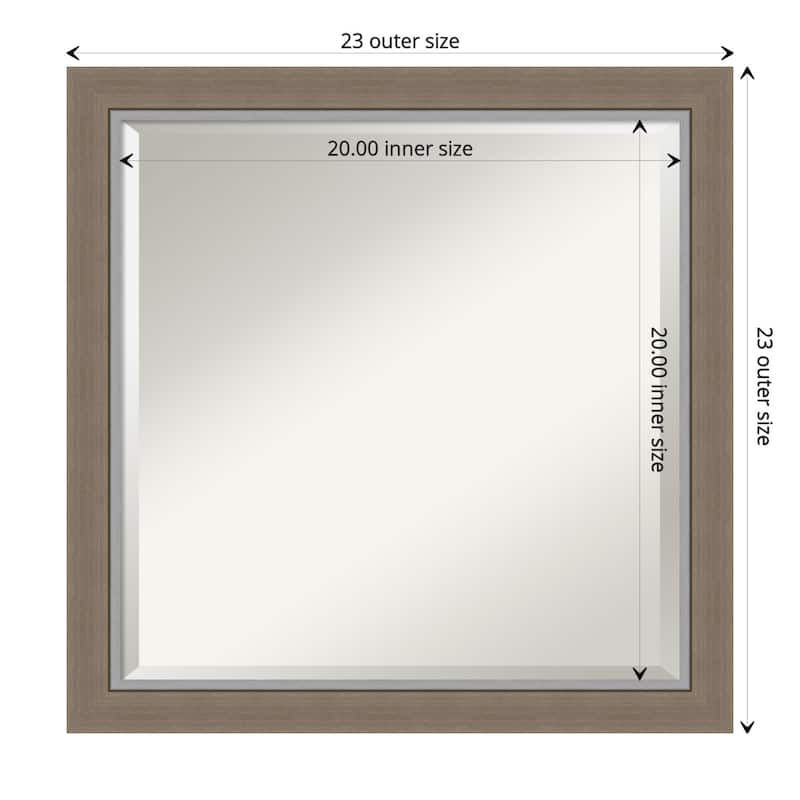 Beveled Bathroom Wall Mirror - Eva Narrow Frame - Outer Size: 23 x 23 in - Eva Brown Narrow