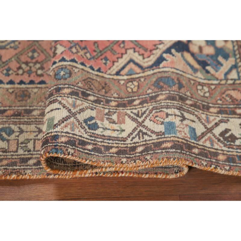 Pink Geometric Hamedan Persian Vintage Area Rug Handmade Wool Carpet - 4'8" x 6'10"
