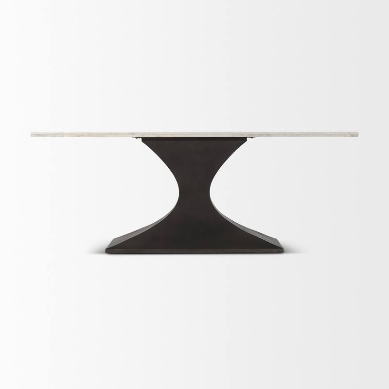 Maxton Light Brown Solid Wood w/ Black Iron Pedestal Base Rectangular Dining Table