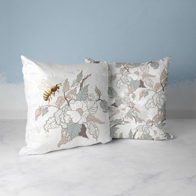 Amrita Sen Bee Bush Bliss Faux Suede Accent Pillow with Zip