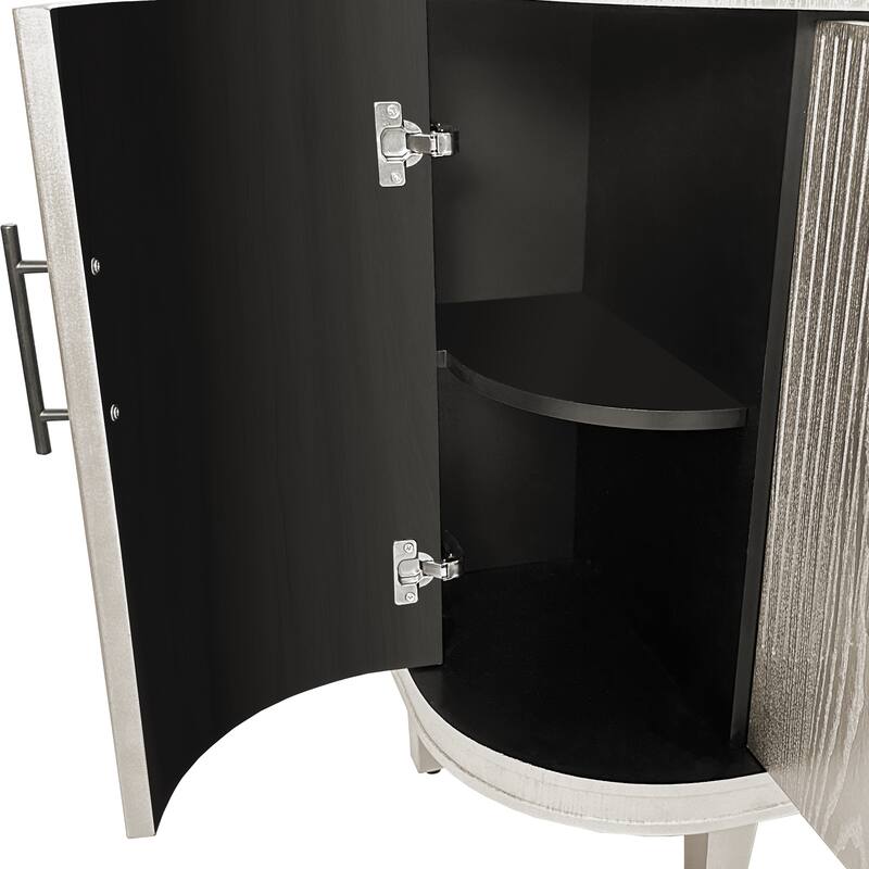 Curved Sideboard, 47.2" Storage Cabinet w/ 4 Doors & Adjustable Shelves, Wood Coffee Bar Cabinet for Kitchen, Living Room