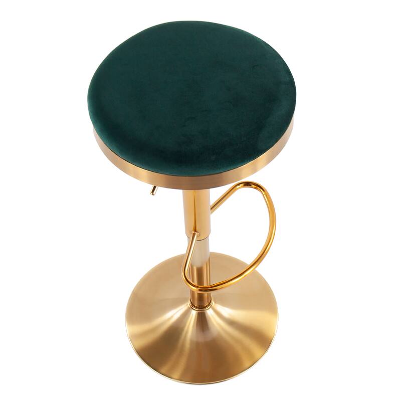 Lumisource Dakota Barstool in Gold Steel and White Leather - Set of 2 - 15"Lx15"Wx23-31.75"H