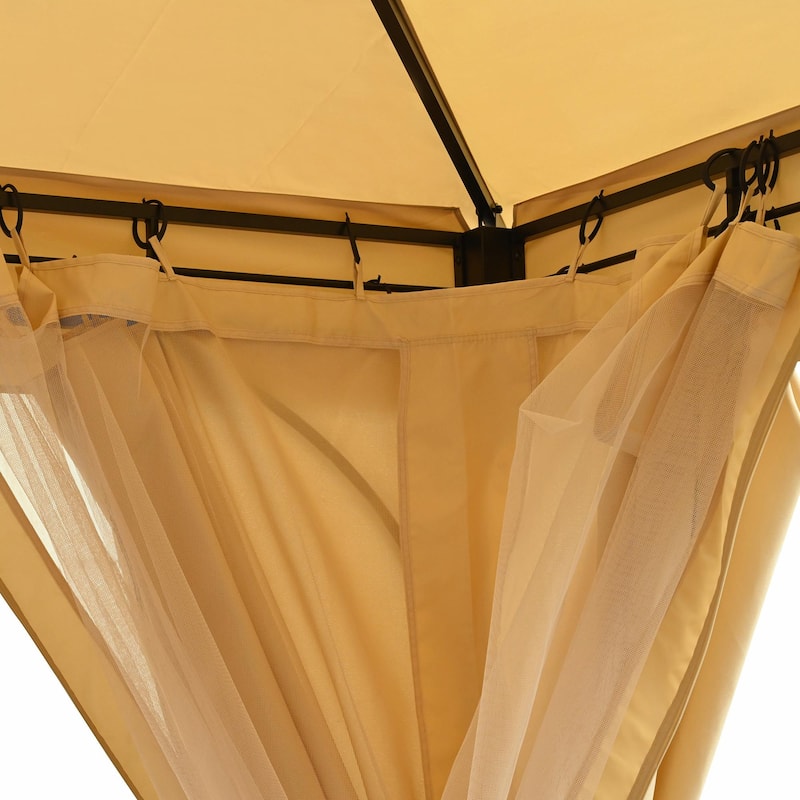 Outdoor Gazebo Tent with Double Roof, Mosquito Netting & Privacy Screens