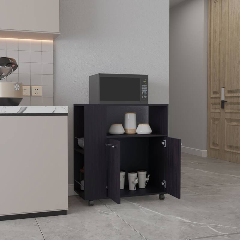 Kitchen cart, 2 Doors, 3 Shelves, 4 Wheels