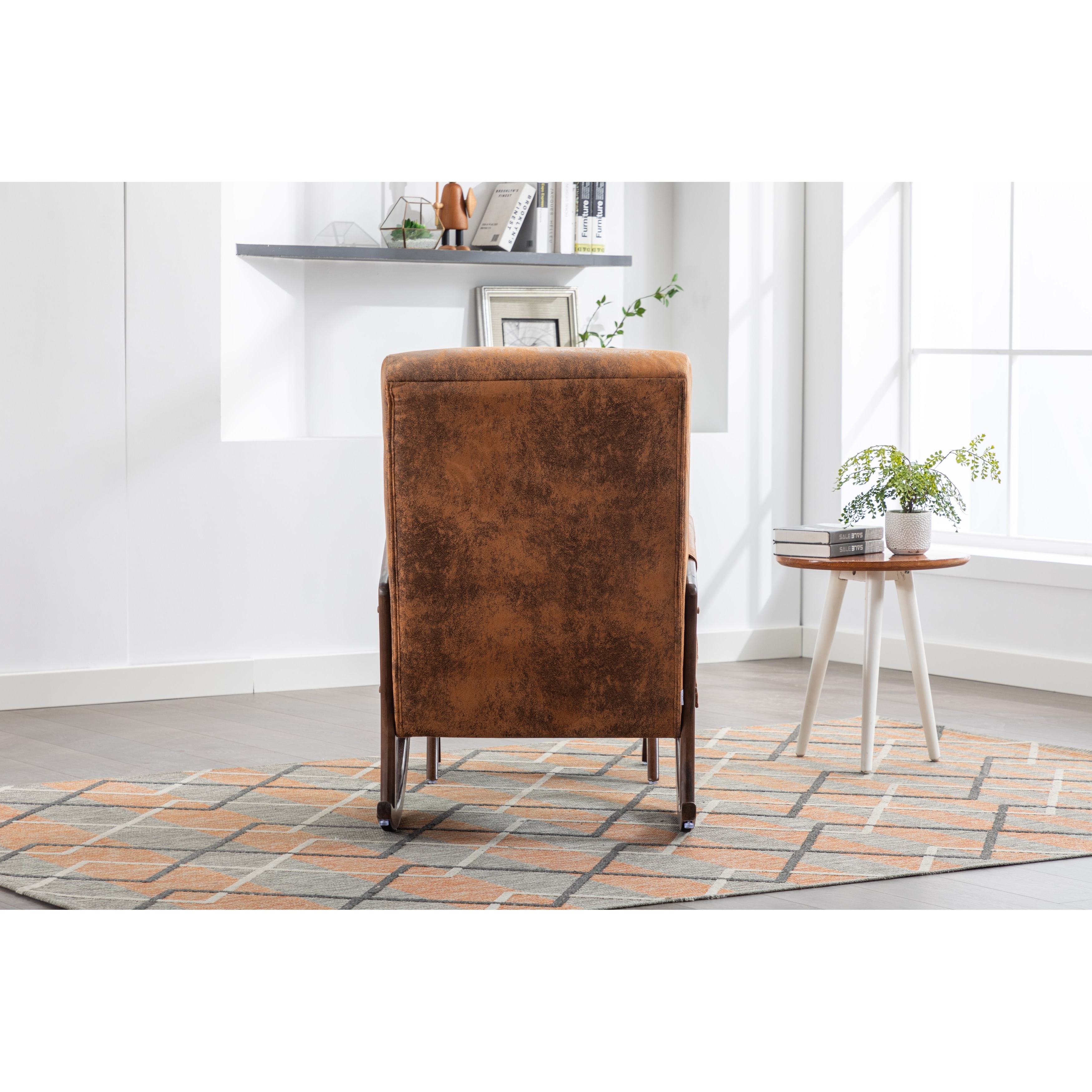 Leather Rocking Chair With Ottoman Mid Century Modern Upholstered Rocking Armchair High Backrest Accent Glider Rocker Chair Bed Bath Beyond 37278060