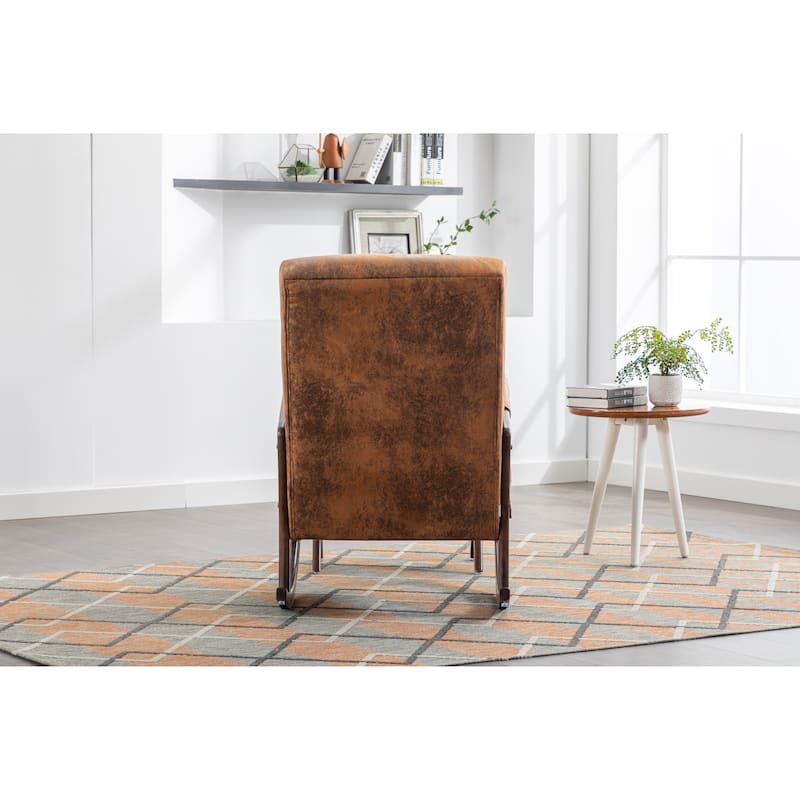 Rocking Chair With Ottoman Modern Upholstered Fabric Rocking Armchair