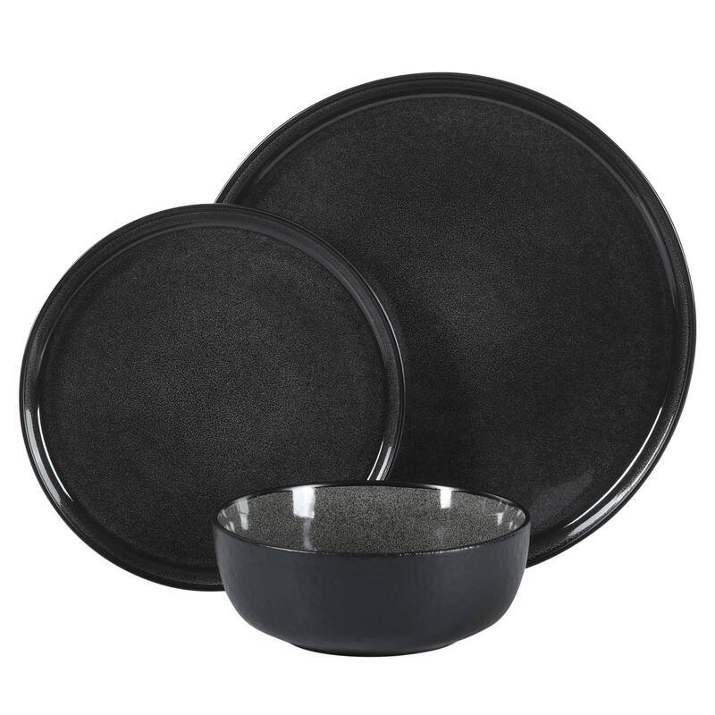 Gibson Elite Tahoe Sunset 12 Piece Stoneware Reactive Glaze (Service for 4) Ceramic Plates and Bowls Dinnerware Set