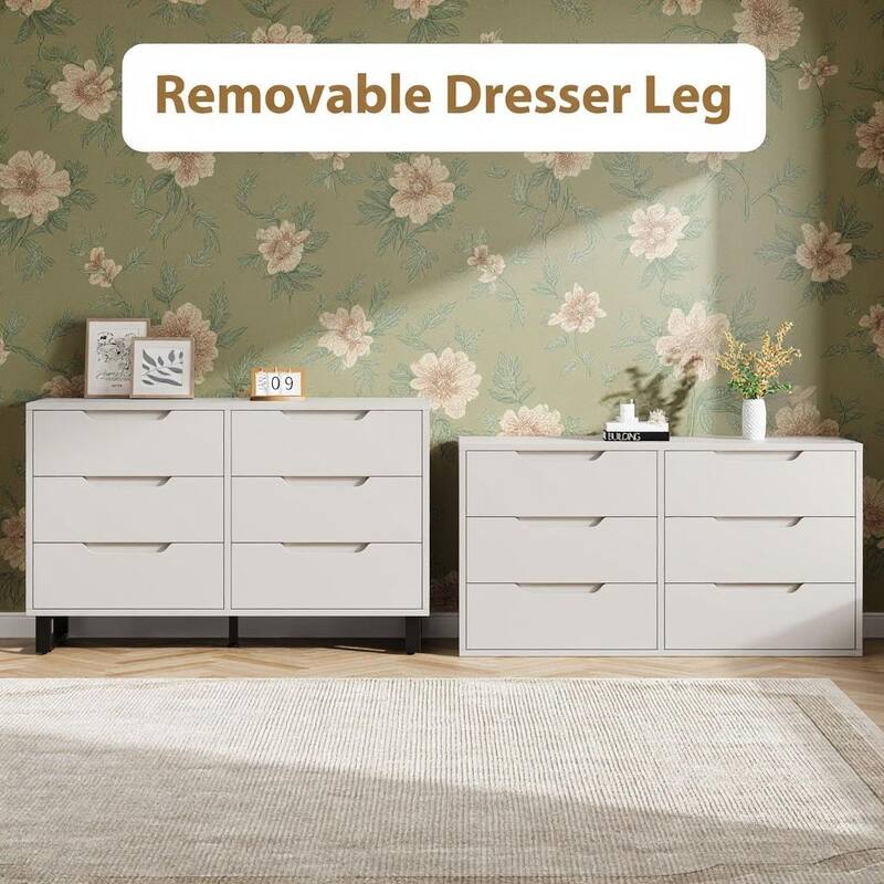 6 Drawers Wood Dressers, with Storage, 47.2"