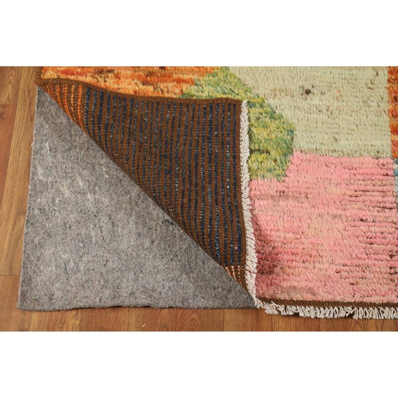 Checkered Moroccan Oriental Area Rug Handmade Bedroom Wool Carpet - 6'11" x 10'0"