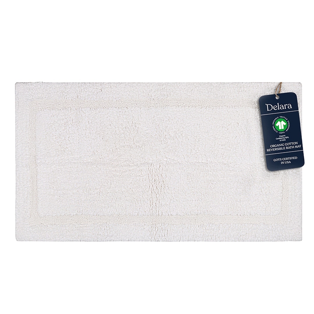 Delara Organic Cotton Reversible Bath Mat, 3000 GSM, GOTS Certified, Ultra-Thick & Super Absorbent, Quick-Drying Bathroom Rug