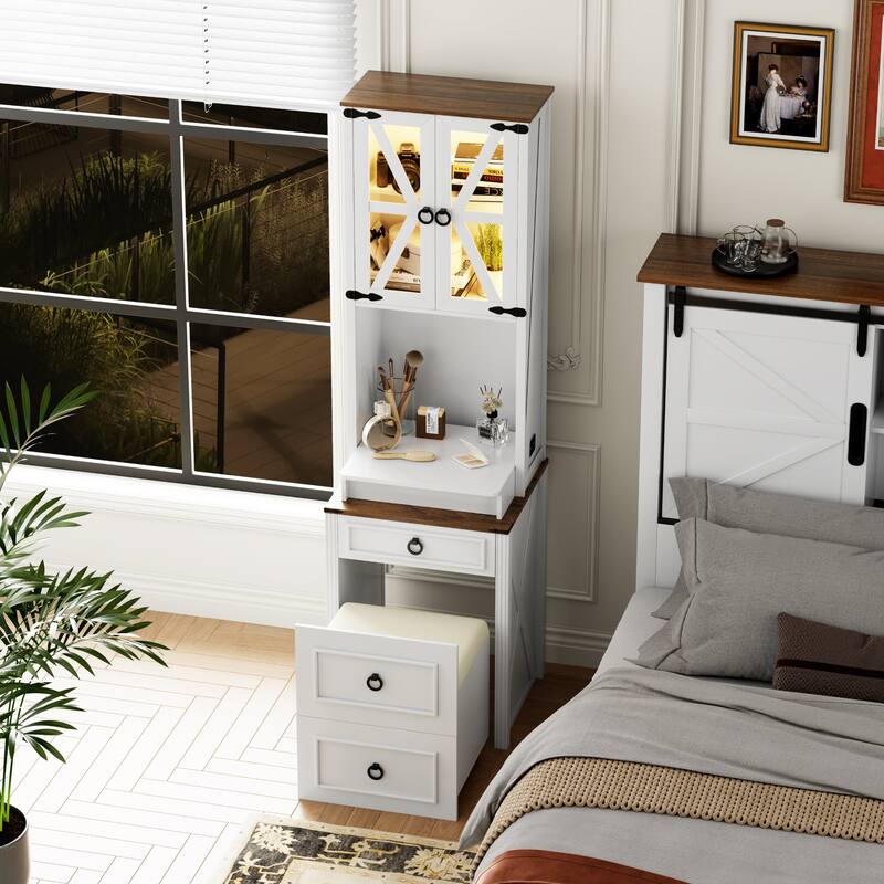 Makeup Vanity with Led Light and Hidden Storage