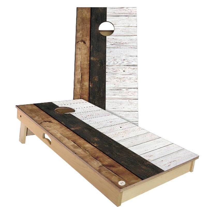 Columbia Flag Rustic Outdoor Cornhole Board Set - Backyard 2x4 - Include Case + Hole Lights
