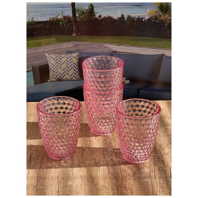 Diamond Cut Acrylic Glasses Drinking Set of 4