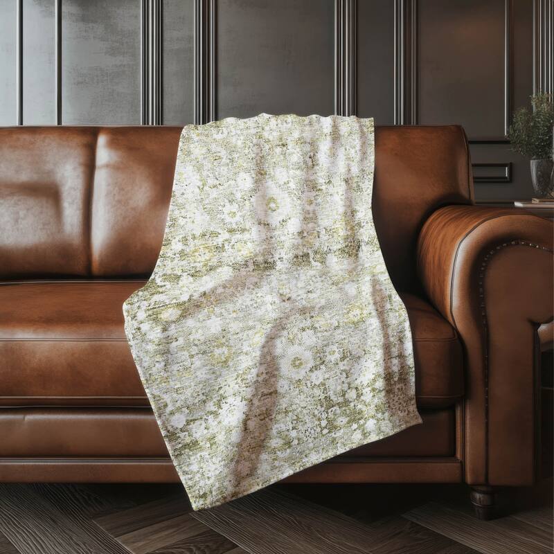 Premium Machine Washable Vintage Traditional Sherpa Throw Blanket - Taupe - 4'2" x 5'10"