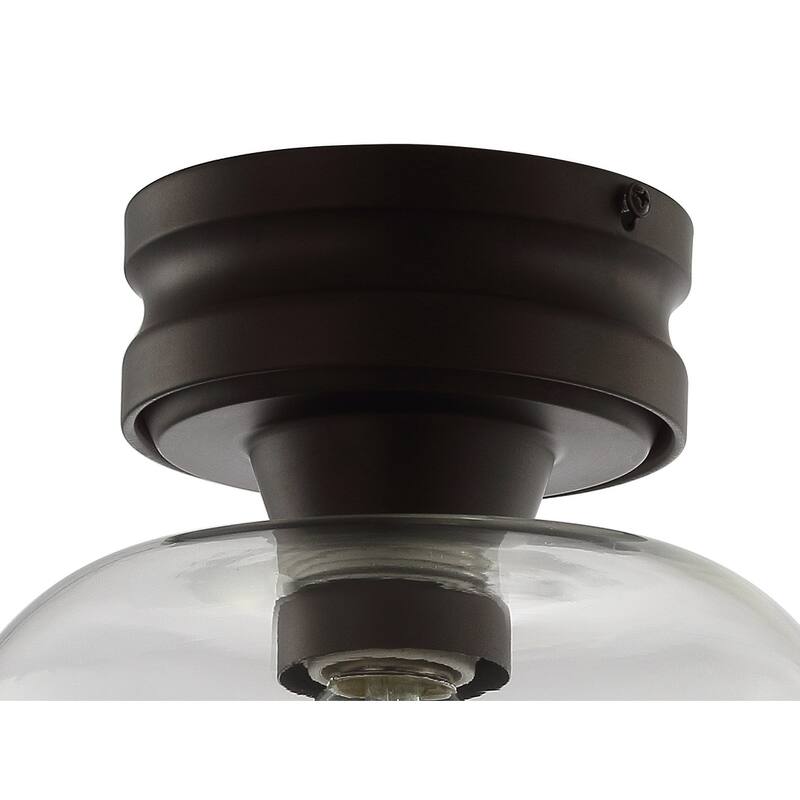 Atlas 7.75" Metal/Bubbled Glass LED Flush Mount, Chrome by JONATHAN Y