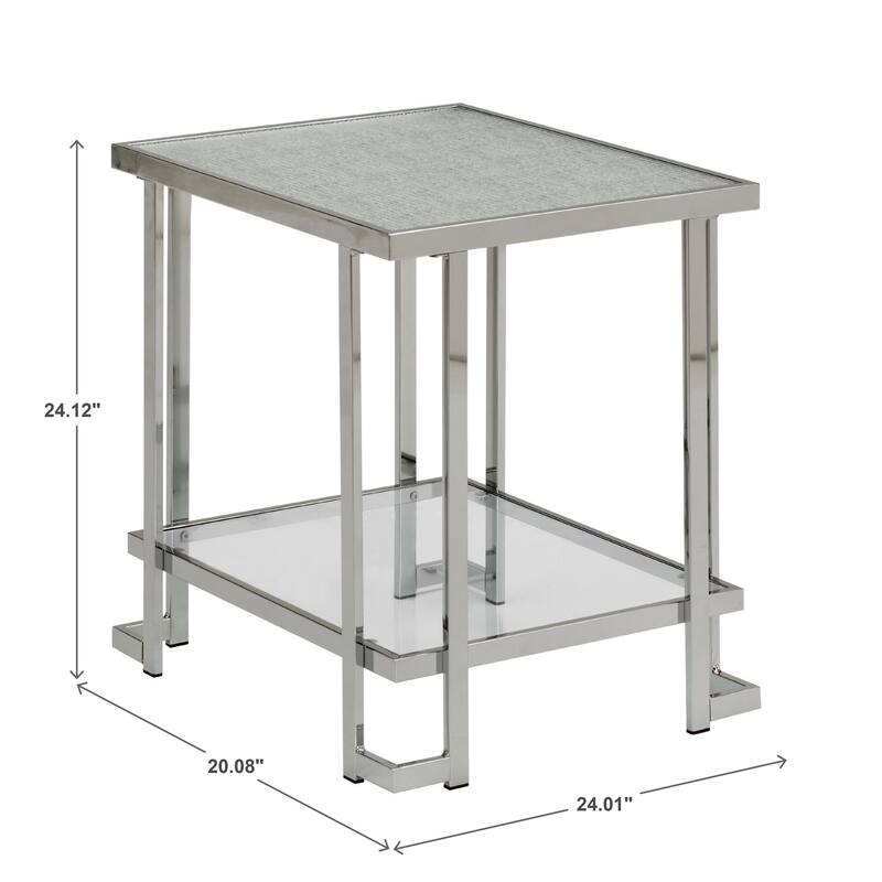 Cobble Chrome Finish Coffee Table with Textured Glass Top by iNSPIRE Q Modern