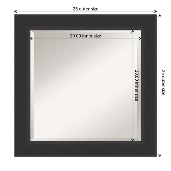 dimension image slide 3 of 4, Beveled Wood Bathroom Wall Mirror - Corvino Black Frame