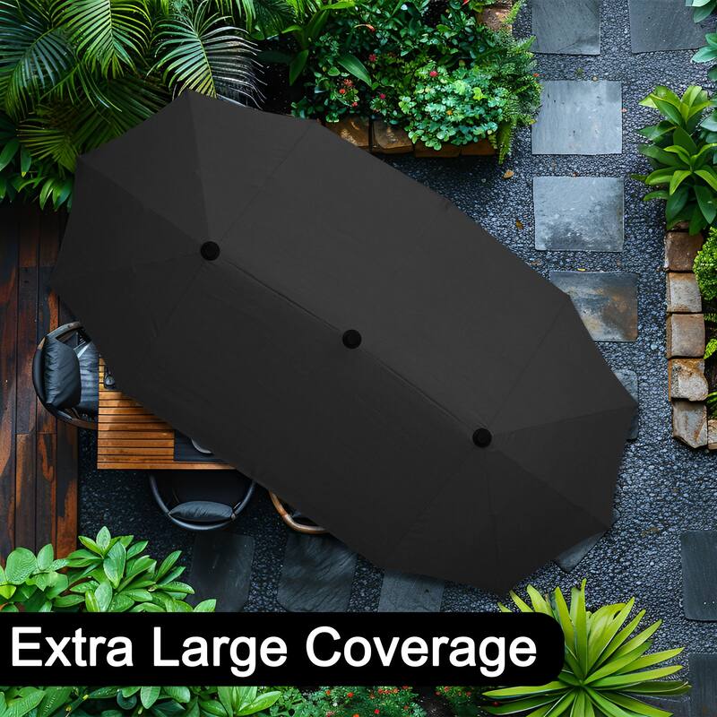 Autlaycil 13ft Extra Large Patio Umbrella with Solar Lights(Without Base)