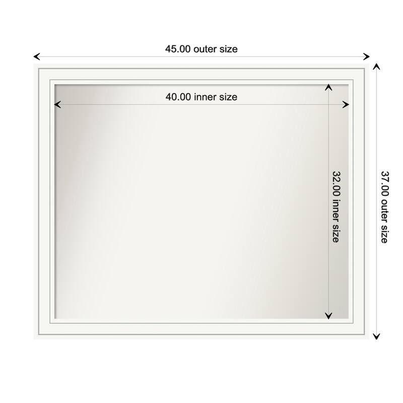 Craftsman White Framed Non-Beveled Custom Wall Mirror, Bathroom Vanity Mirror - Outer Size: 45 x 37