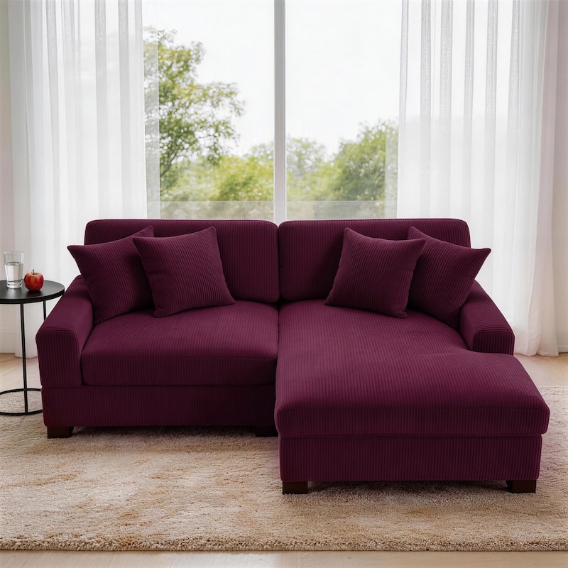 Oversized Modular Sectional Sofa Set with Pillows for Living Room - Purple/Armchair&Chaise