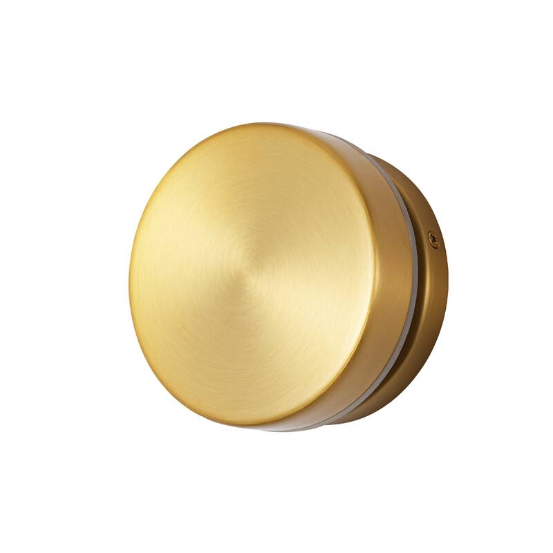 4.7" 1-Light Minimalist Circle Round Brass Integrated LED Wall Sconce Ambient Accent Light for Hallway/Vanity