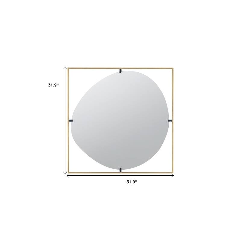 HomeRoots 32" Gold Square Iron Framed Accent Mirror - 31.9' X '31.9' X '0.8