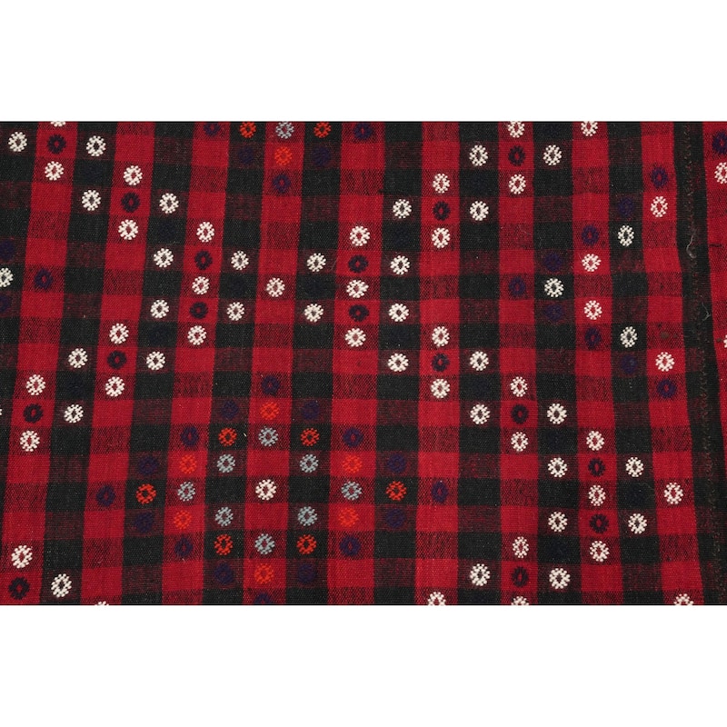 Hand Woven Oriental 100% Wool Carpet Southwestern Geometric Red Kilim Area Rug - 8' 3'' X 6' 3''
