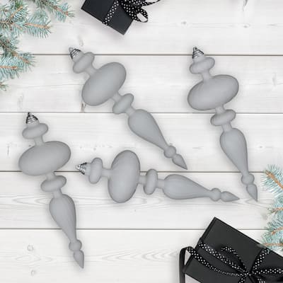 Commercial Size Shatterproof Finial Christmas Ornaments - 14" - White - Set of 4