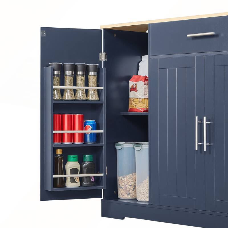 53inch Kitchen Storage Islands with Drawers and Trash Can Storage