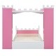 preview thumbnail 7 of 7, Twin Size Castle-Shaped Platform Bed, Wood Storage Bed with Storage Shelf, Wood Dreamy Bed Frame, Kids, Teens, Pink+White