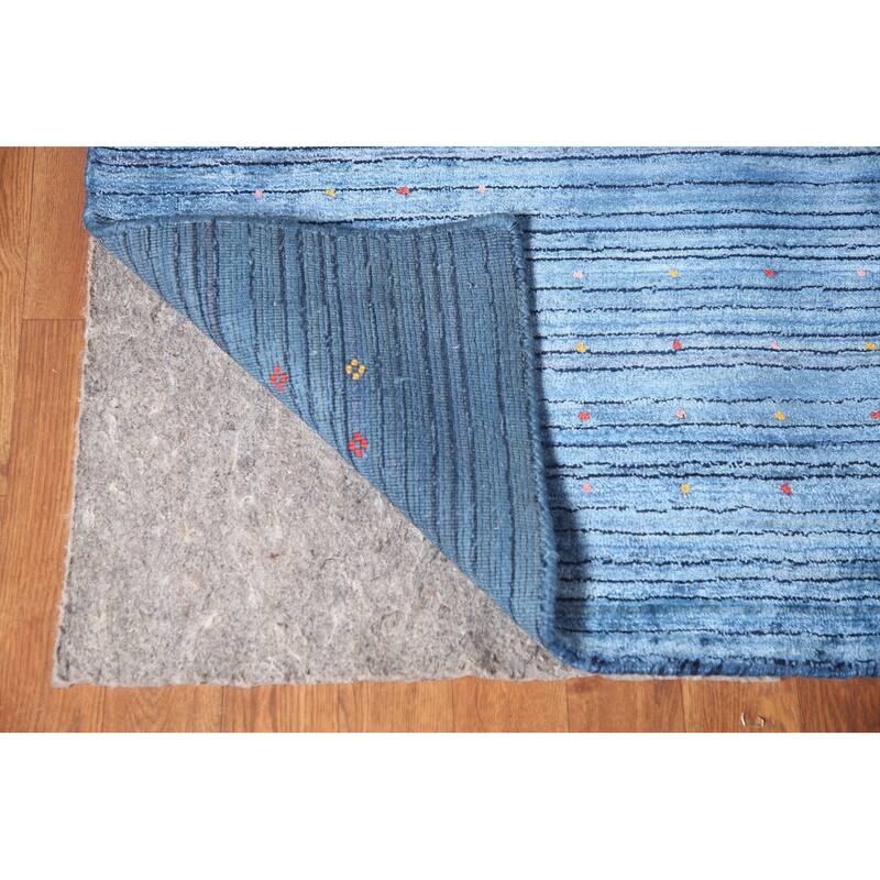 Blue Gabbeh Oriental Area Rug Handmade Living Room Silk Carpet - 8'9"x 11'4"