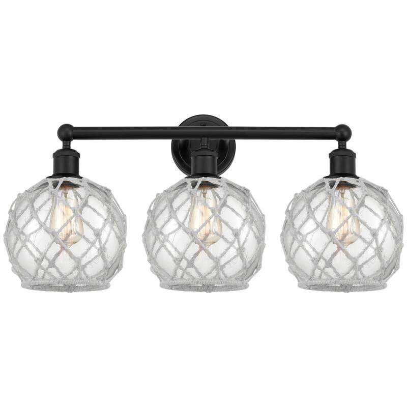 Innovations Lighting 616-3W-13-26 Farmhouse Rope Vanity Farmhouse Rope - Matte Black / Clear Glass with White Rope