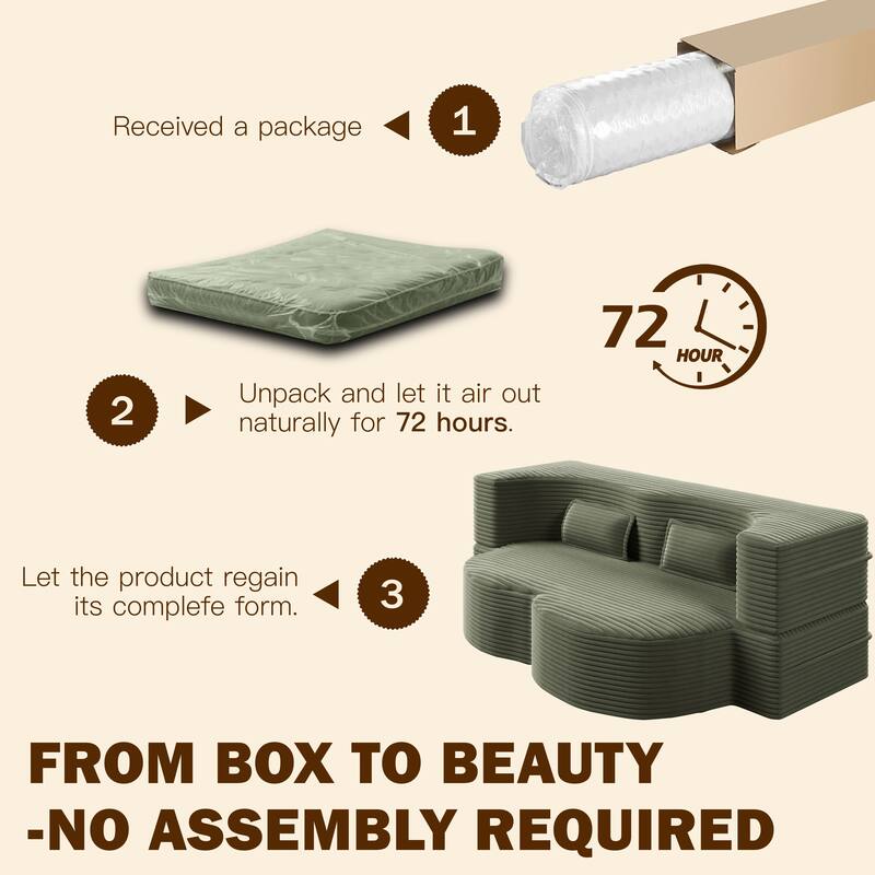 Modern 78.7" Floor Sofa With 2 Pillows For Small Pace Living Room, Convertible Sleeper Sofa Bed