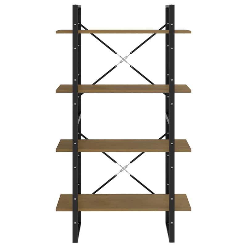 vidaXL 4-Tier Book Cabinet Black 31.5"x11.8"x55.1" Solid Pine Wood