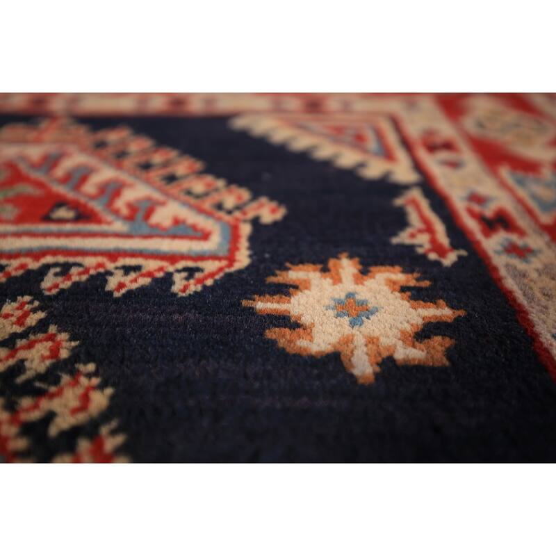 Dark Navy Blue Kazak Oriental Foyer Rug Hand-Knotted Wool Carpet - 2'0" x 3'0"