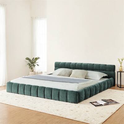 King Size Upholstered Bed Frame with Thick Fabric,Platform Bed
