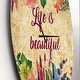 preview thumbnail 3 of 8, Designart 'Life is Beautiful Butterfly Floral' Oversized Quote Wall CLock