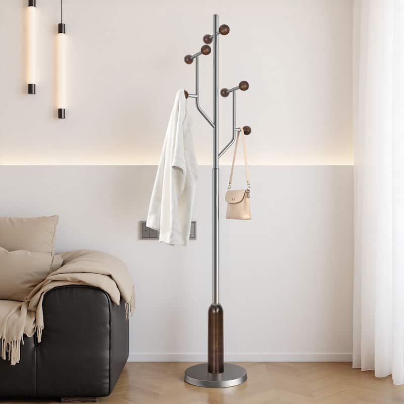 Freestanding Metal Coat Rack Stand Heavy Duty Coat Tree, Single - 70.9"H x 16.9"W(top) x 12.6"Dia(base)