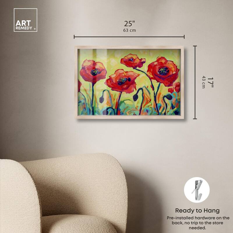 Red Poppy Field II Shadowbox by Art Remedy